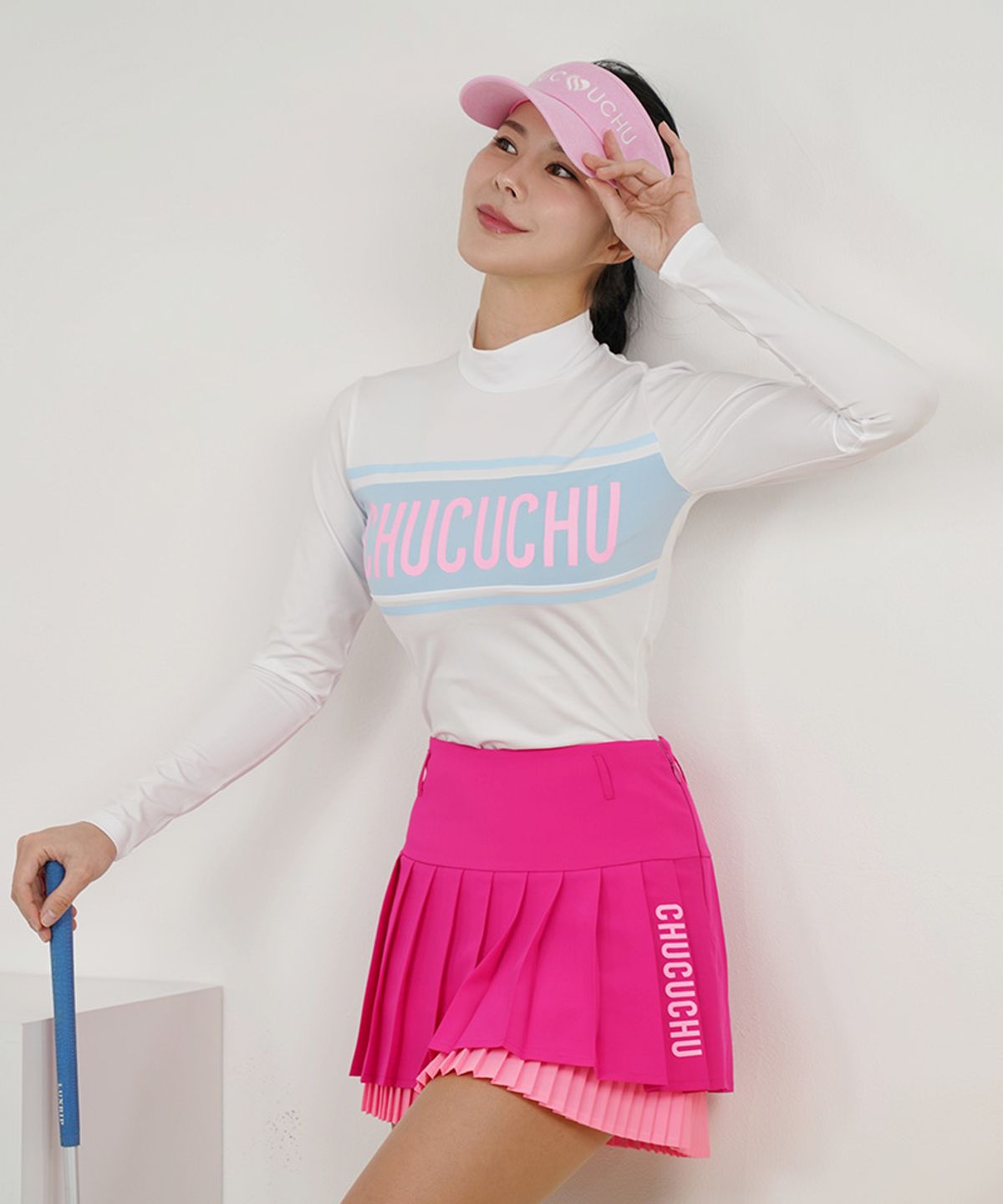 츄쿠츄(CHUCUCHU) C24SS-TS014W 로고 배색 티셔츠