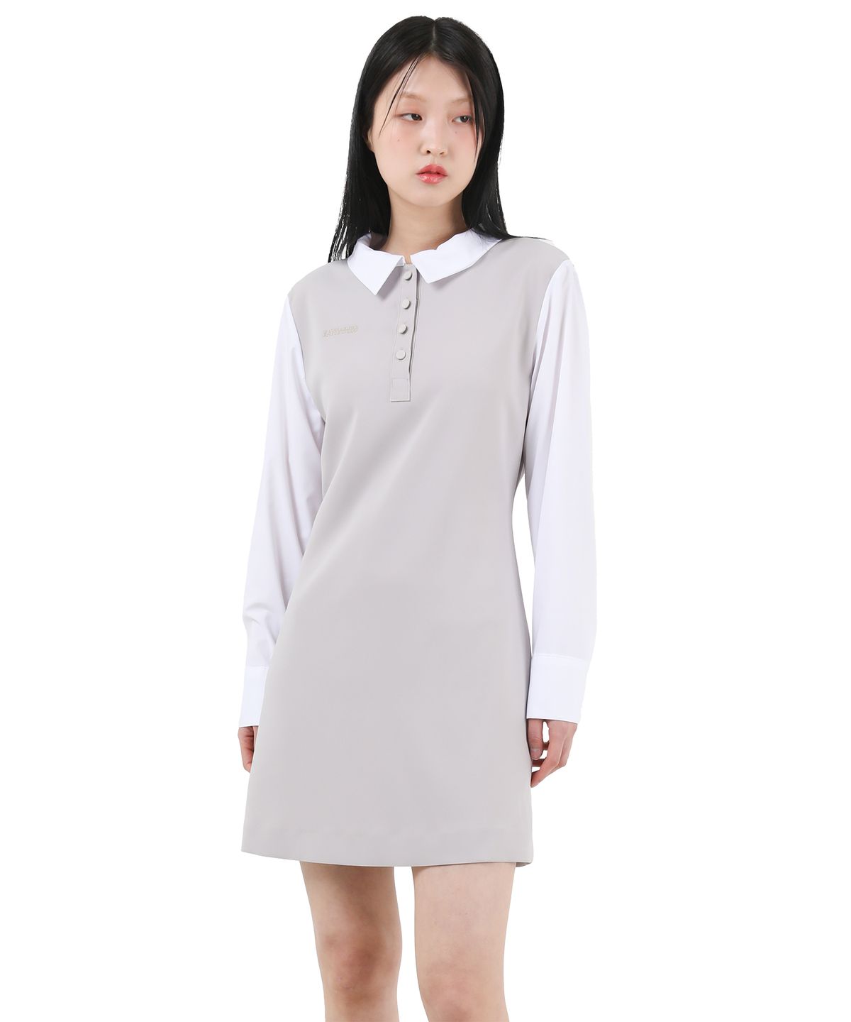 카타르시스(KATHARSIS) 배색 코르셋 카라 원피스 베이지 ONE SIZE