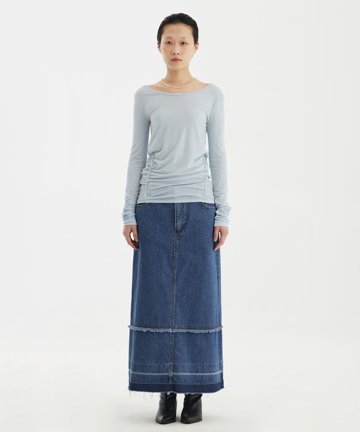 유스(YOUTH) Ballerina Long Jersey Top - Light Blue