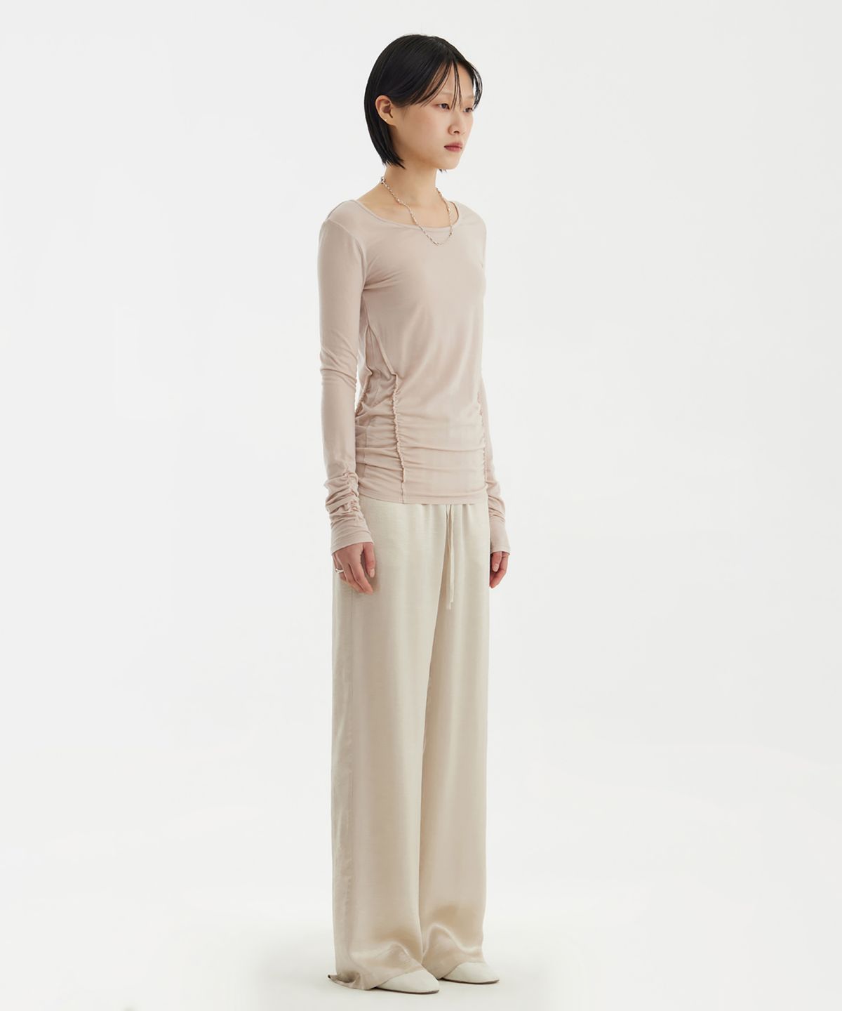 유스(YOUTH) Ballerina Long Jersey Top - Light Beige