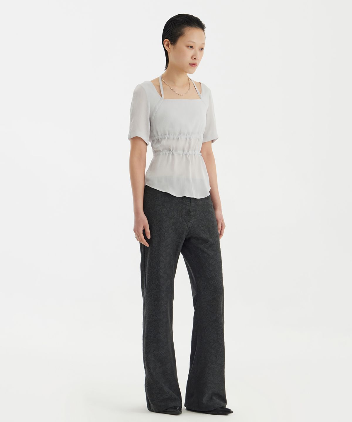 유스(YOUTH) Multi Strap Blouse - Light Grey