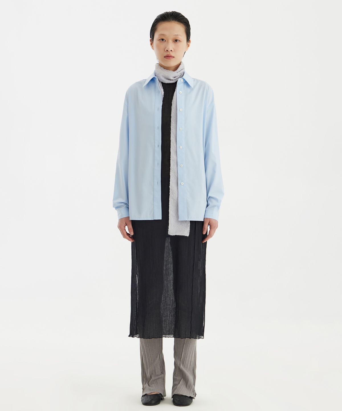 유스(YOUTH) Cut-Off Loosed Shirt - Light Blue