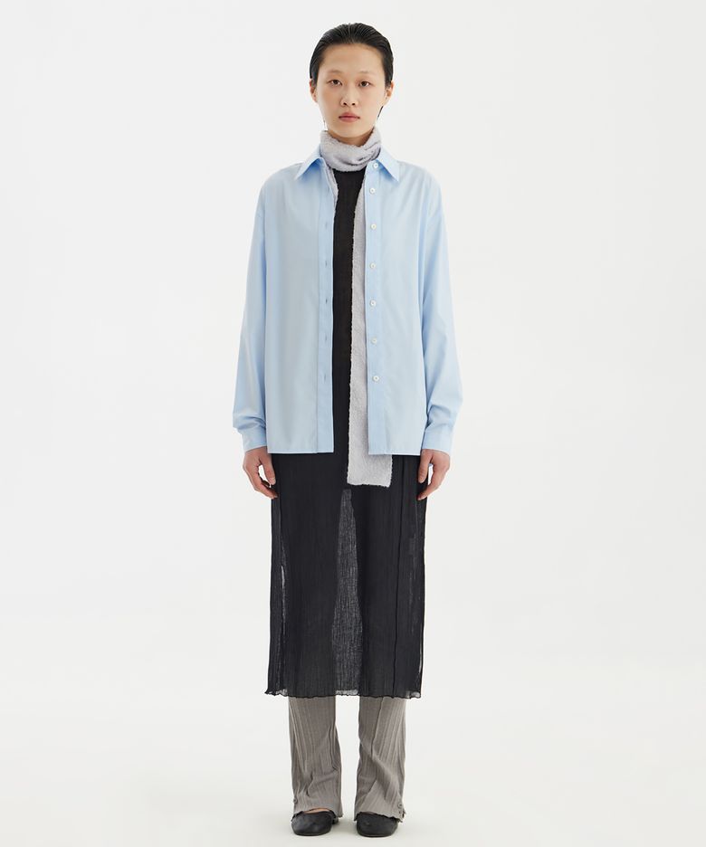 Cut-Off Loosed Shirt - Light Blue