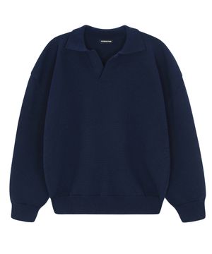 오버사이즈 오픈 카라 니트 [네이비]