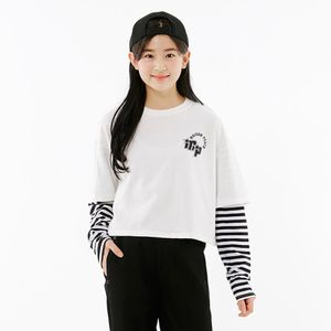 체크 레이어트 크롭 티셔츠