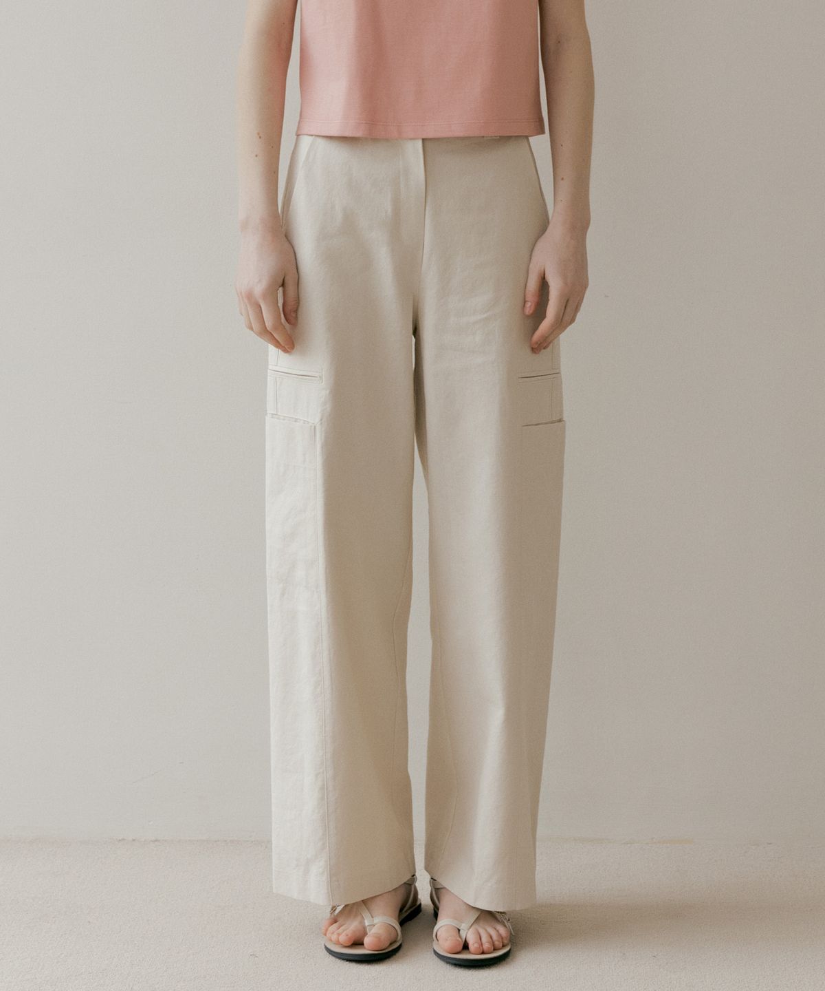 더페니(THE PENNY) LINEN CARGO PANTS - Ivory