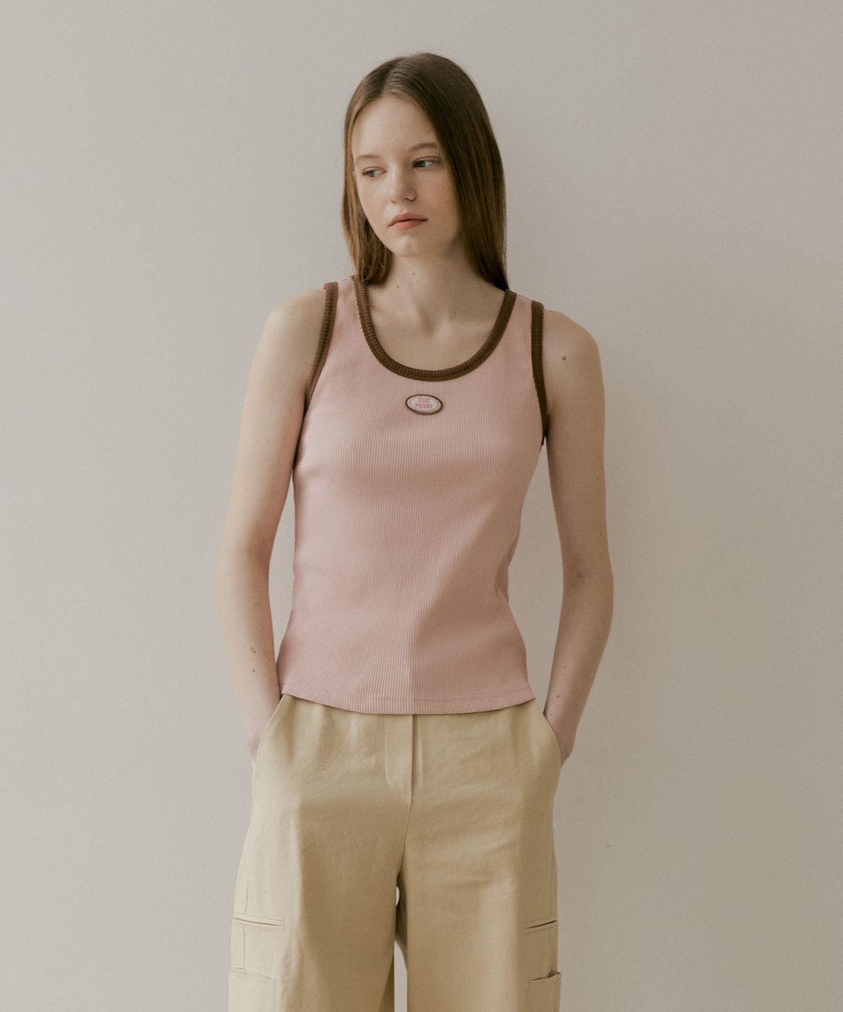더페니(THE PENNY) LOGO COMBIE SLEEVELESS TEE - Pink