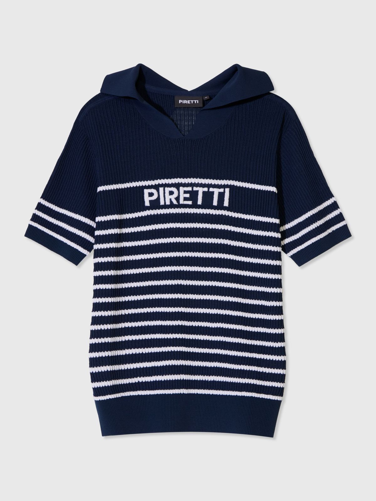 피레티(PIRETTI) 사보나 스트라이프 반팔 스웨터 W_Navy