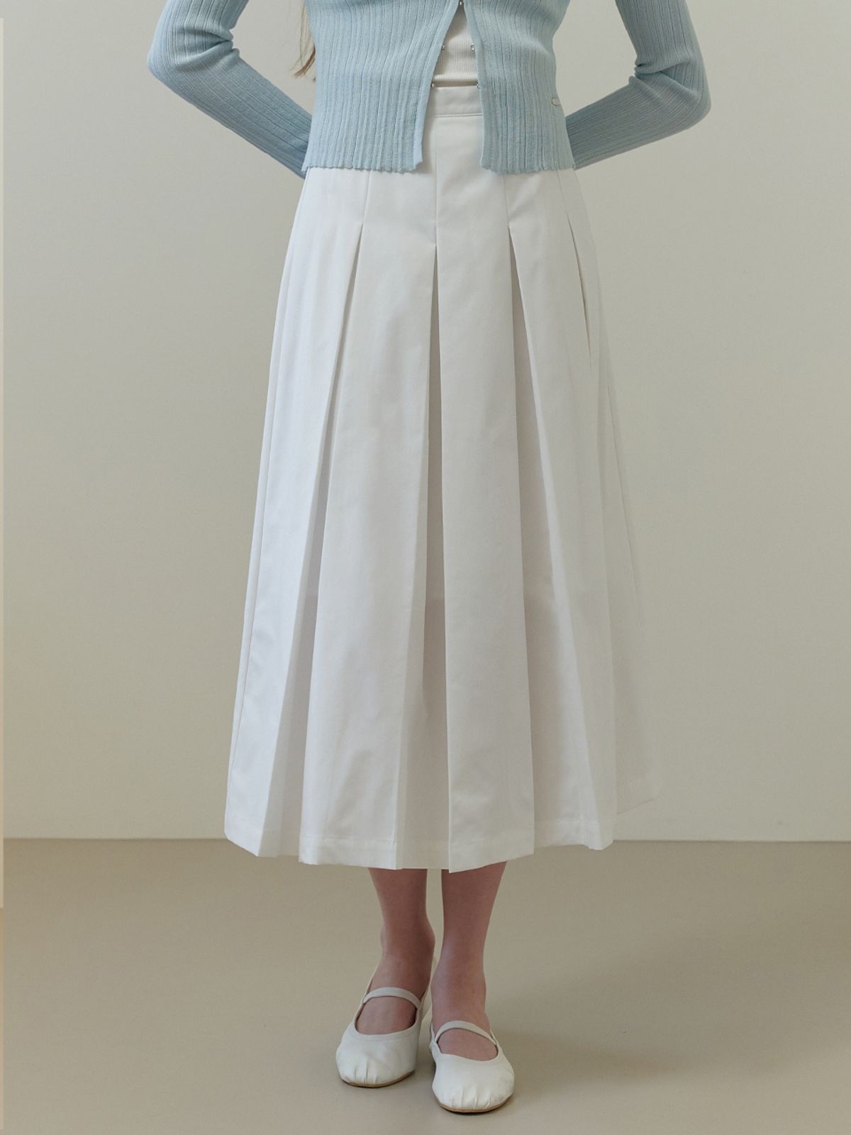 리엘(RE L) Chou pleats skirt (white)