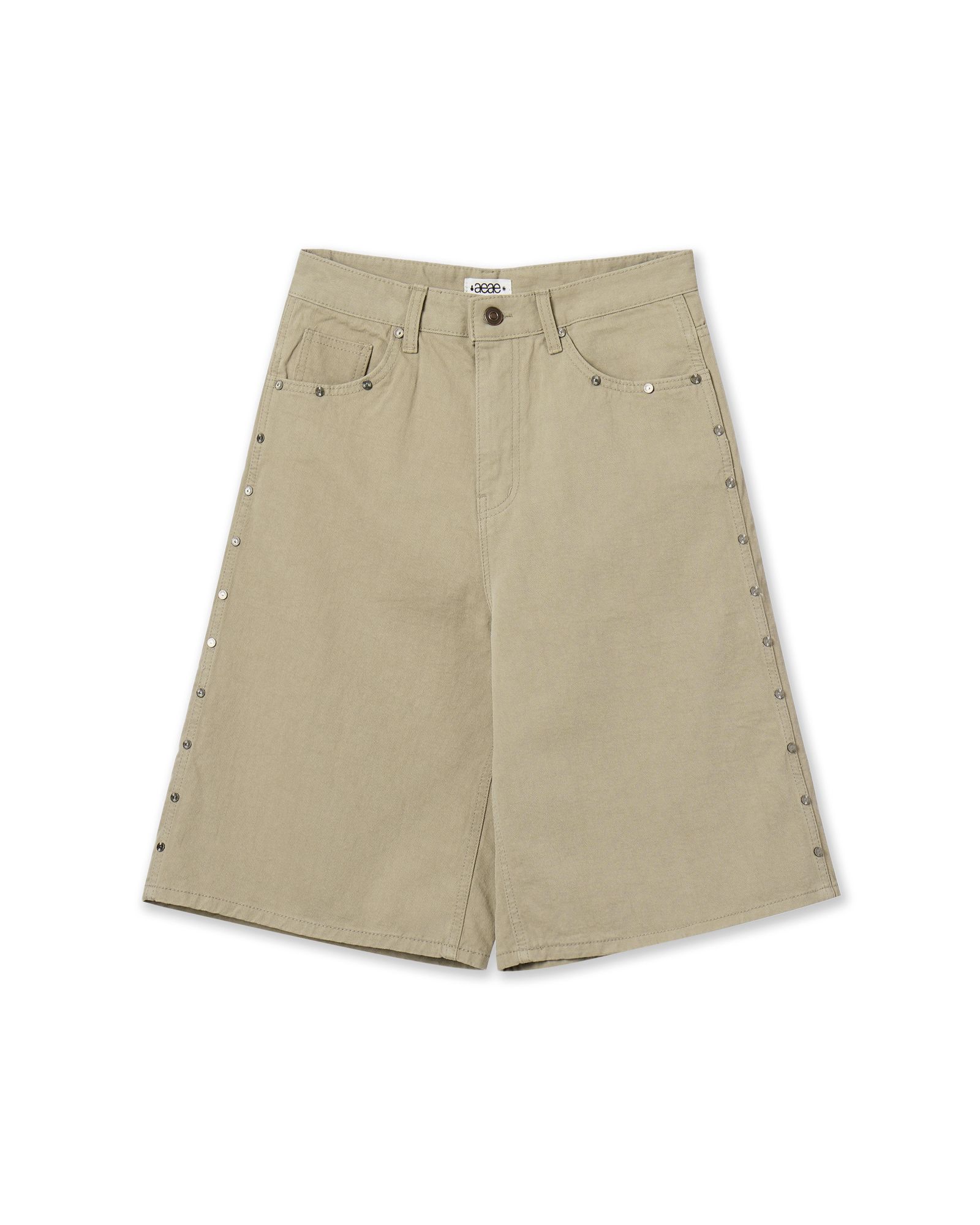 MUSINSA | AEAE STUD SHORTS [BEIGE]