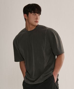 피그먼트 코튼 절개 오버핏 반팔 티셔츠_3color