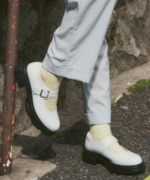 여성용 PU 메리제인 청키힐-화이트 (HS-4311_WHITE)