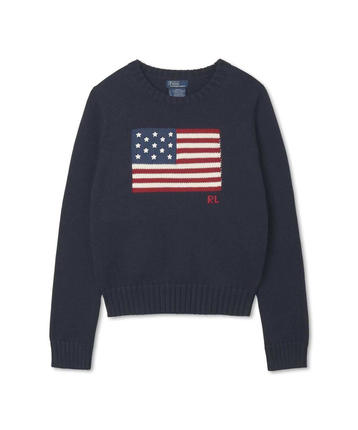 폴로 랄프 로렌(POLO RALPH LAUREN) W 플래그 코튼 크루넥 스웨터 - 네이비