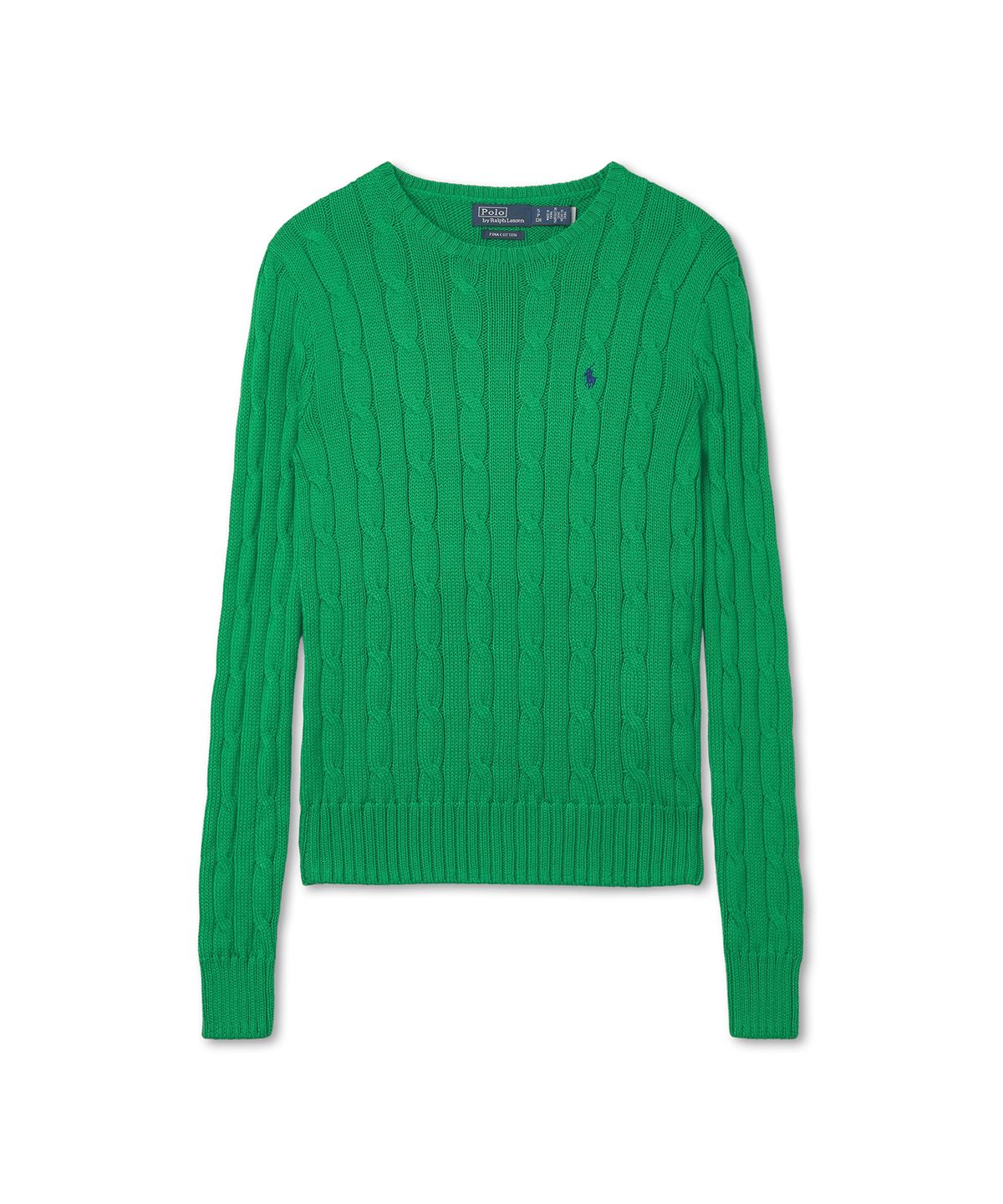 폴로 랄프 로렌(POLO RALPH LAUREN) W 케이블 니트 코튼 크루넥 스웨터 - 그린