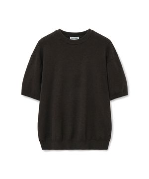 코튼 캐시미어 크루넥 니트 [차콜브라운]