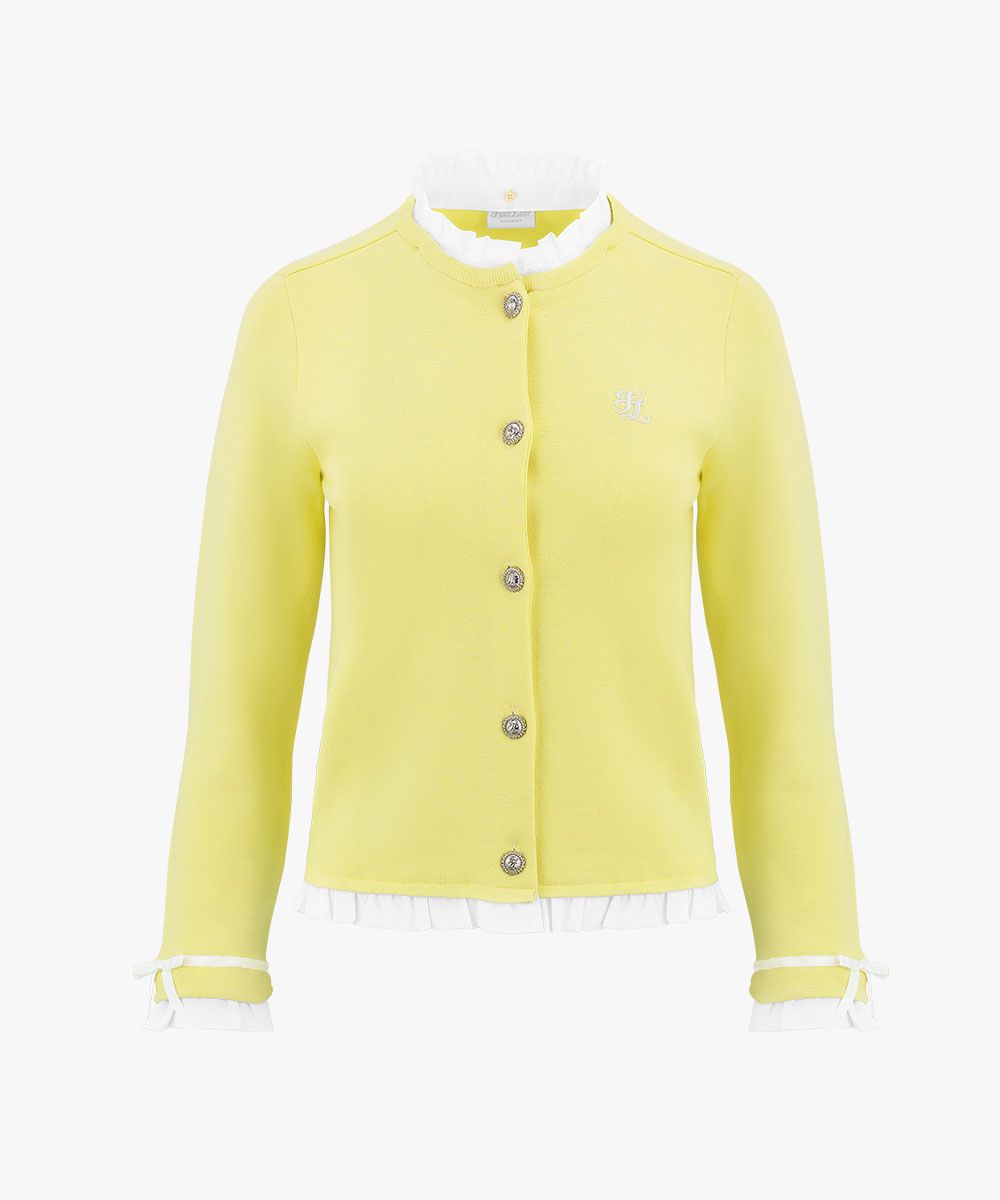 新品レモンイエロー　フリルアップカーディガン ZARA ザラフリルデザイン イエローカーディガン L｜Yahoo!フリマ（旧