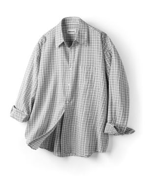 로이 링클 체크 셔츠_블랙