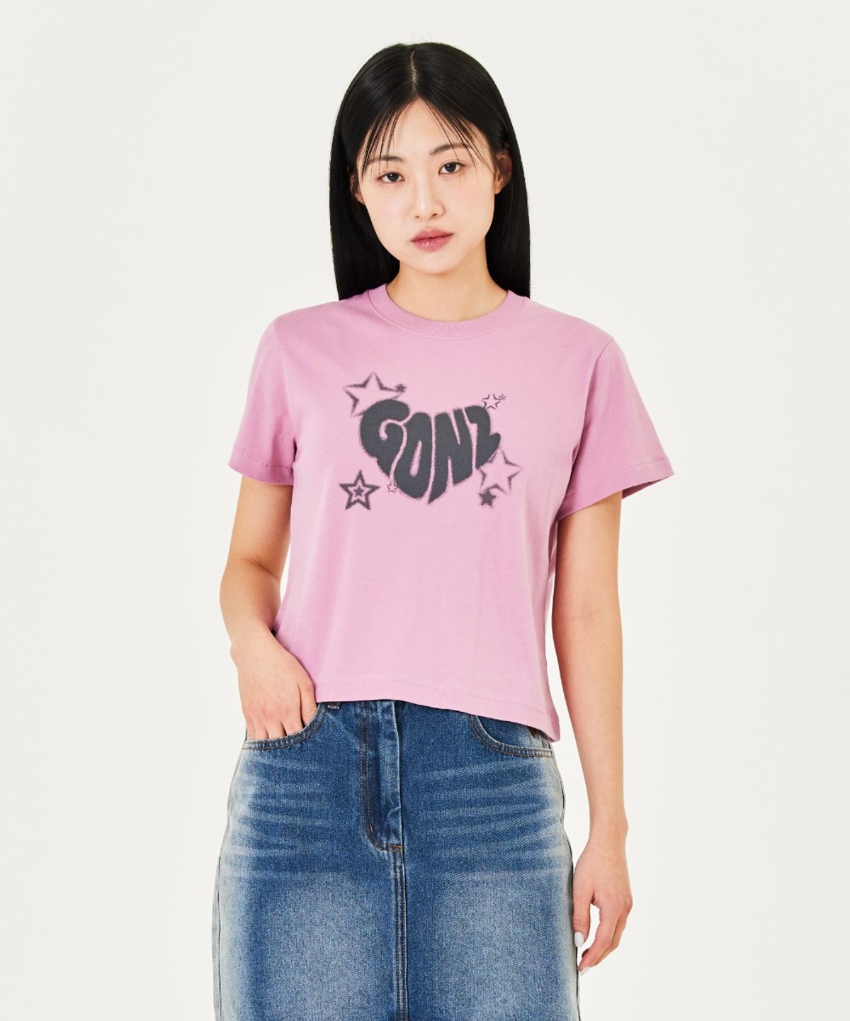 마크곤잘레스(MARK GONZALES) WOMENS HEART T-SHIRT - INDIAN PINK