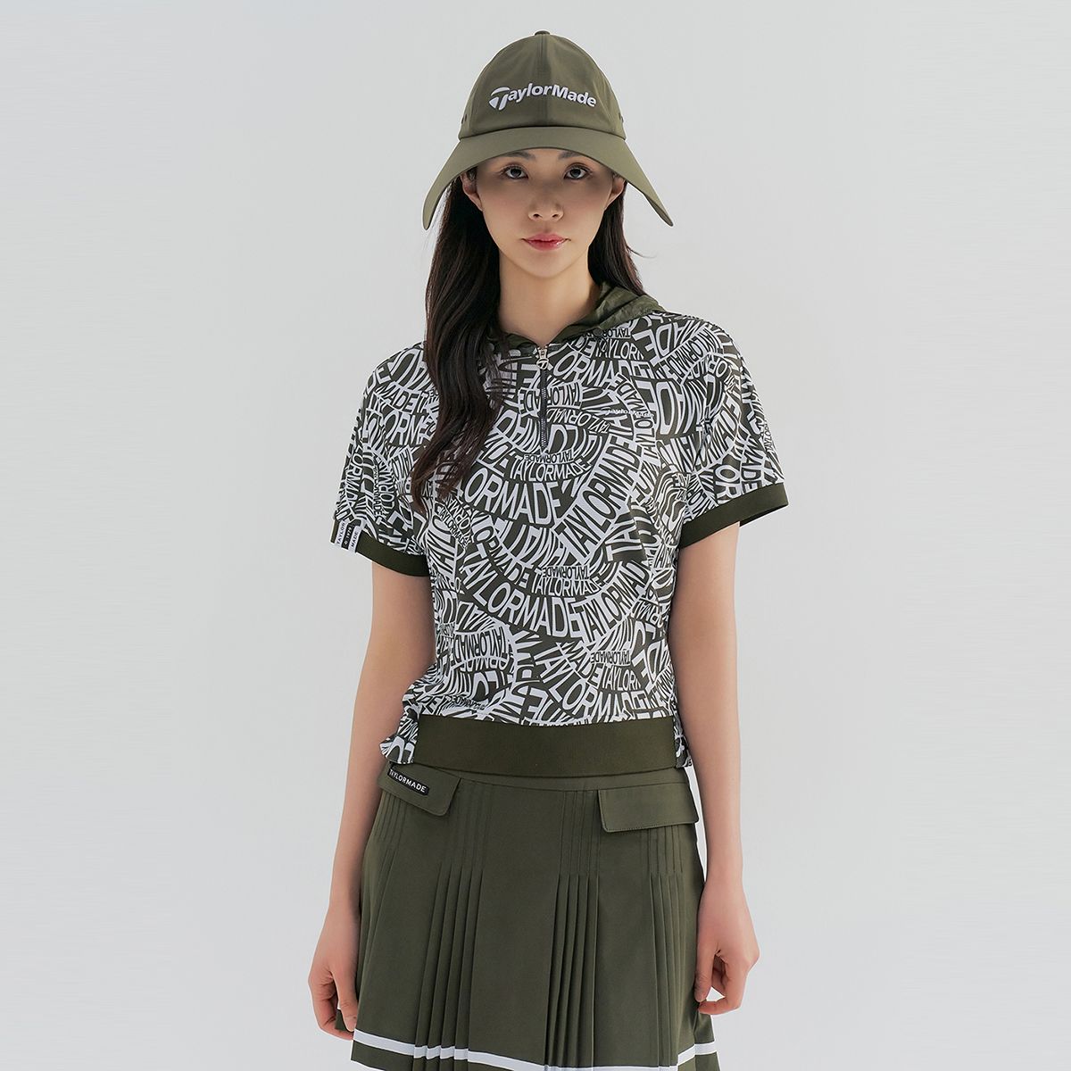 테일러메이드 어패럴(TAYLORMADE APPAREL) 여성 시즌 패턴 후드 반팔 티셔츠 TTN-61HG44-816