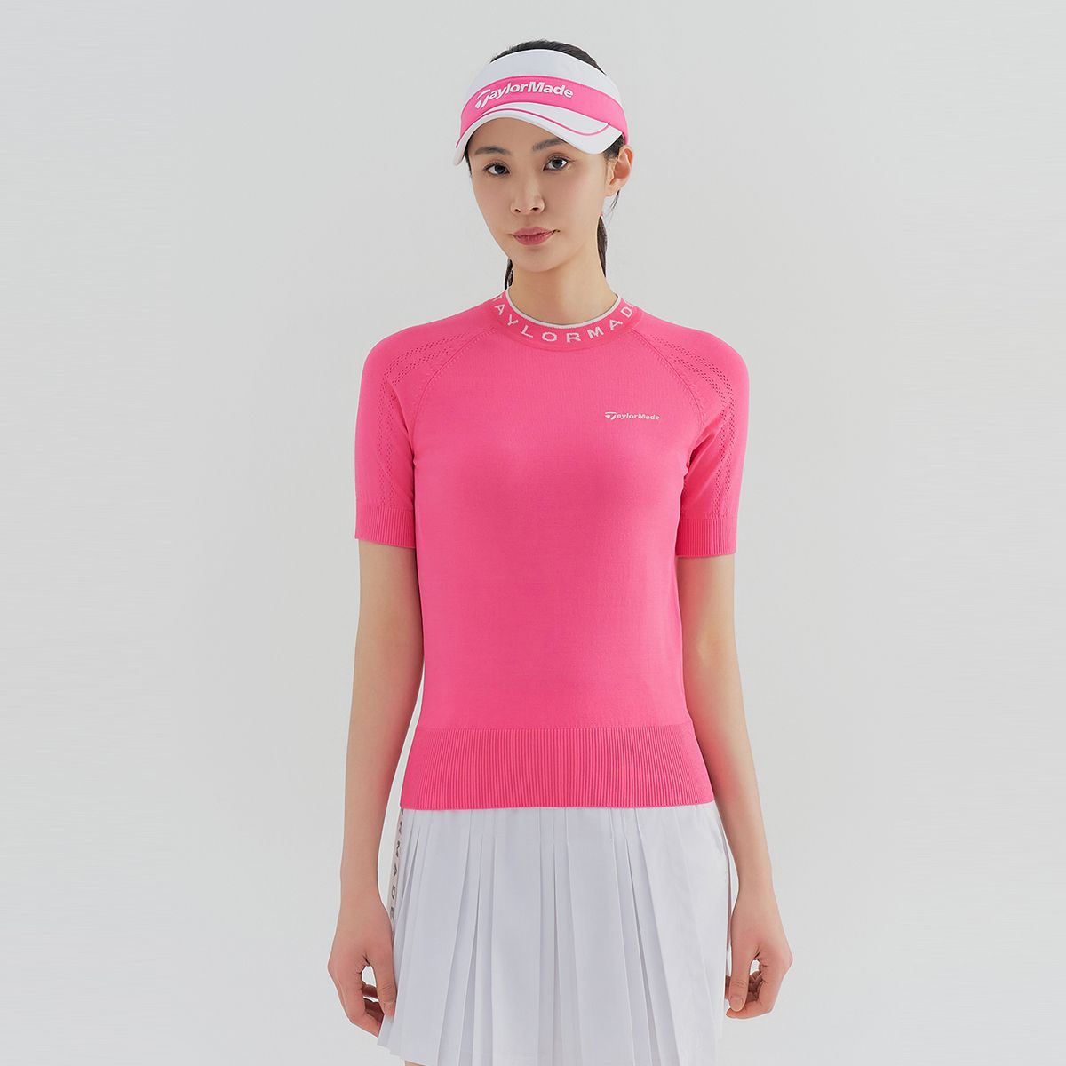 테일러메이드 어패럴(TAYLORMADE APPAREL) 여성 반팔 라운드 니트 TSN-61HG22-403