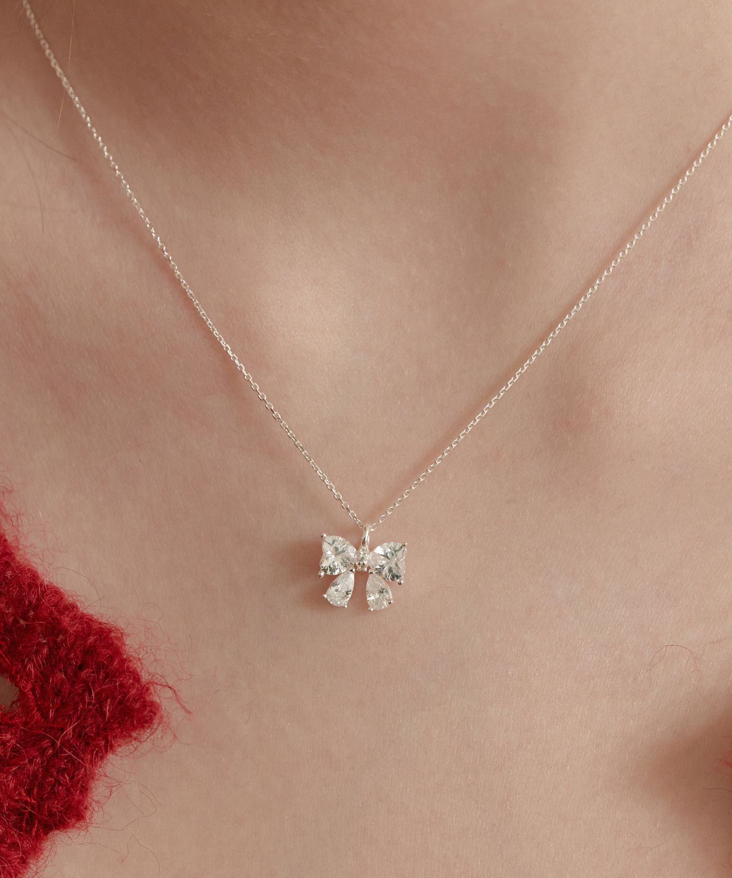 ■TATIANA■ Silver 925 Twinkle Dangle Ribbon Necklace NZ2163 Designer fashion, Seoul-fully created | W Concept