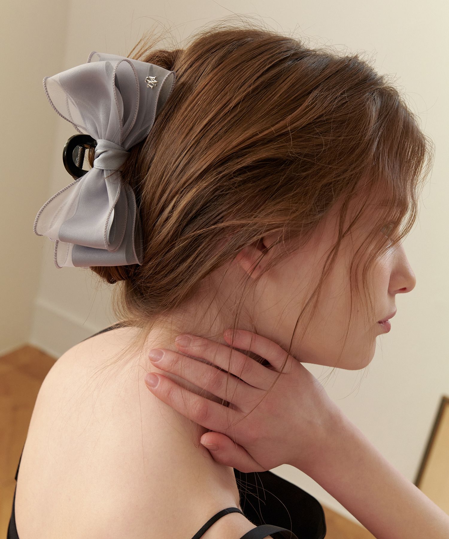 MUSINSA公式 | TATIANA Chiffon Double Ribbon Hair Cropped