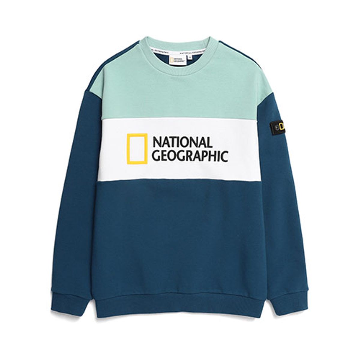 내셔널지오그래픽 키즈(NATIONAL GEOGRAPHIC KIDS) N211KSW040 3단절개 배색 맨투맨 MINT