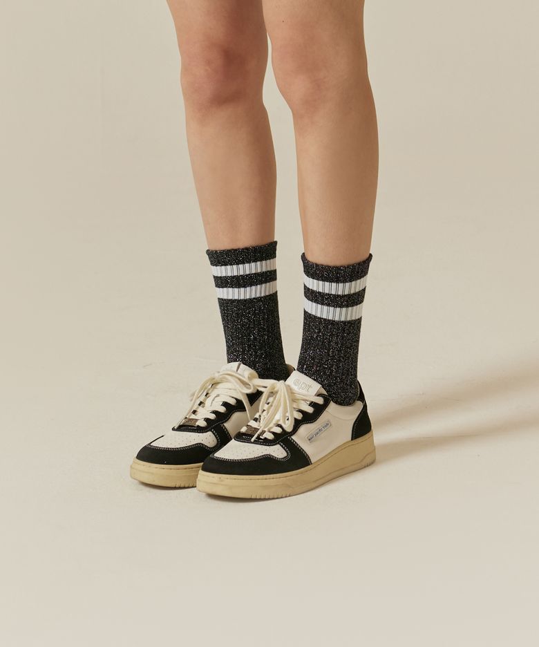 Womens Glitter Crew Black Socks 1PACK