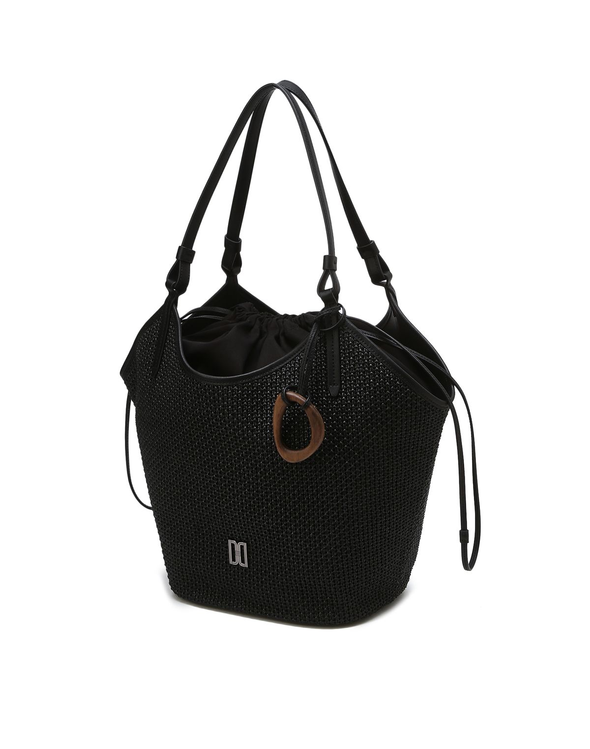 닥스 여성 액세서리(DAKS WOMENS ACCESSORIES) [ABERDEEN] 블랙 라피아 숄더백 DCBA4E111BK