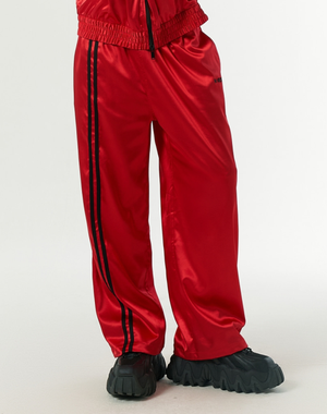 글로시 트랙 팬츠 레드