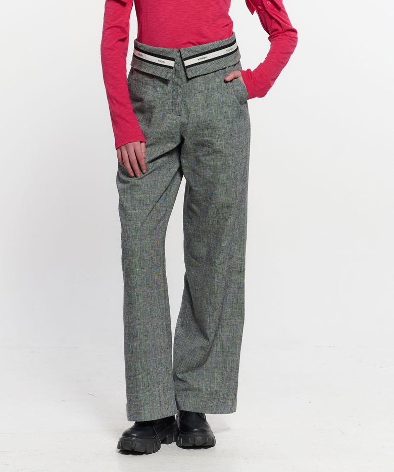 Fold Over Wide Slacks _ GREY
