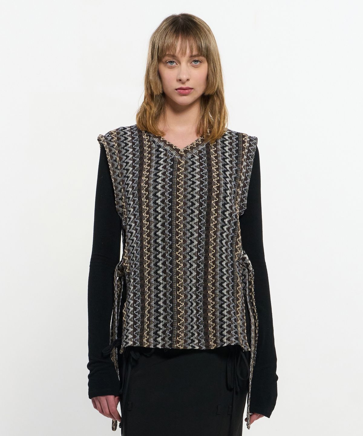 킴지수(KIMZISU) V neck knit Vest _ BROWN