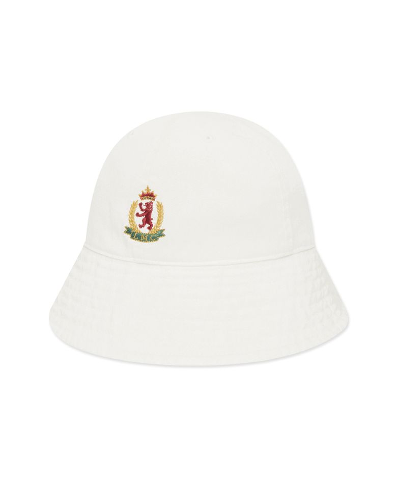 BEAR CREST ROUND BUCKET HAT ivory