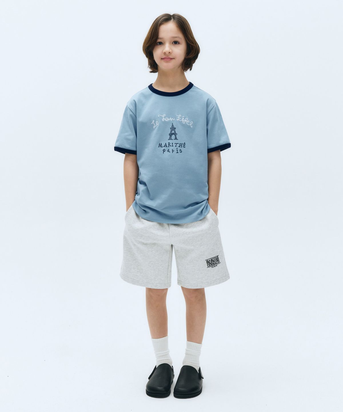 마리떼 키즈(MARITHÉ KIDS) KIDS CLASSIC LOGO SWEAT SHORTS light heather gray