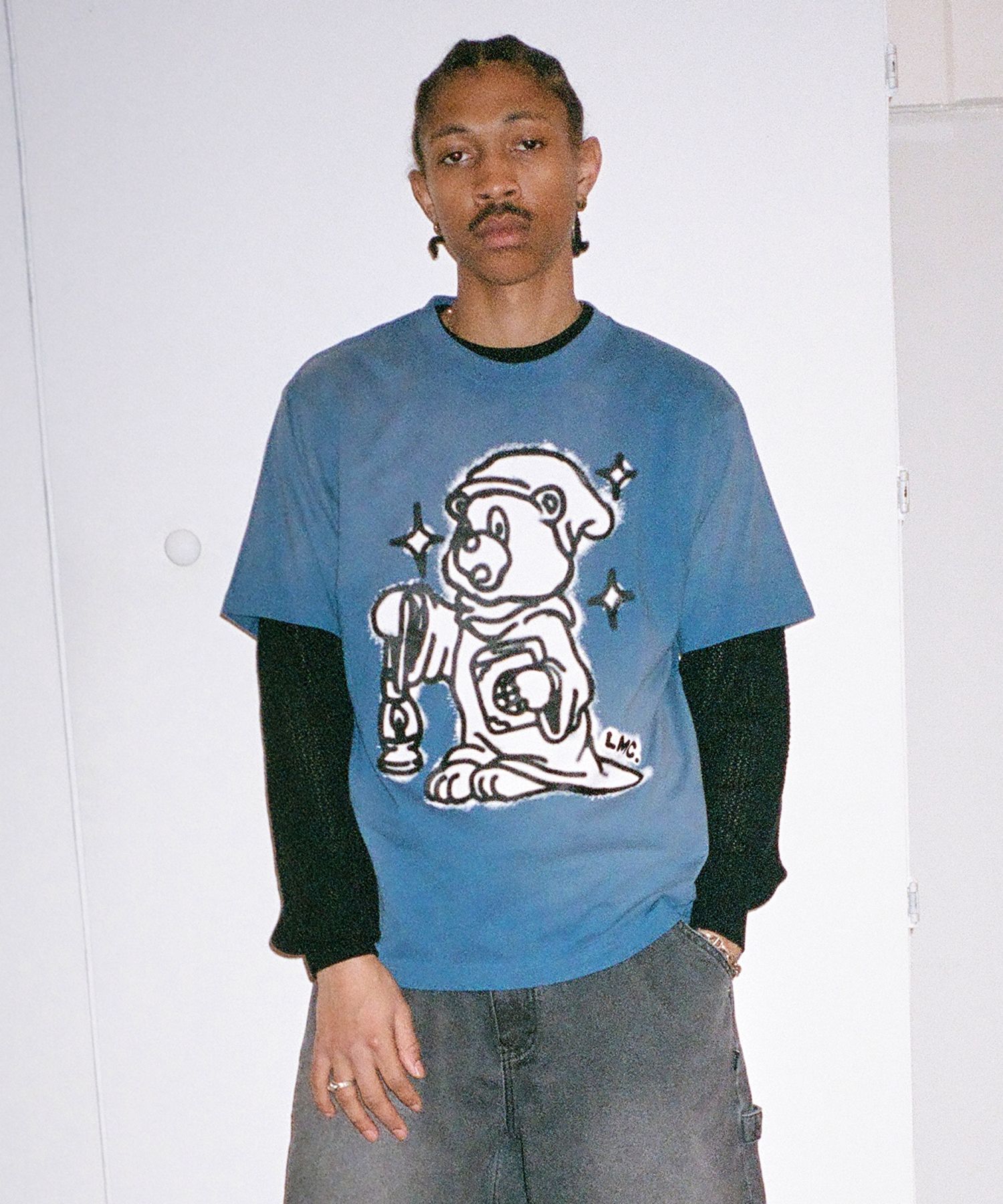 [ LMC]★BLEACHED SPRAYED BEAR TEE LMC