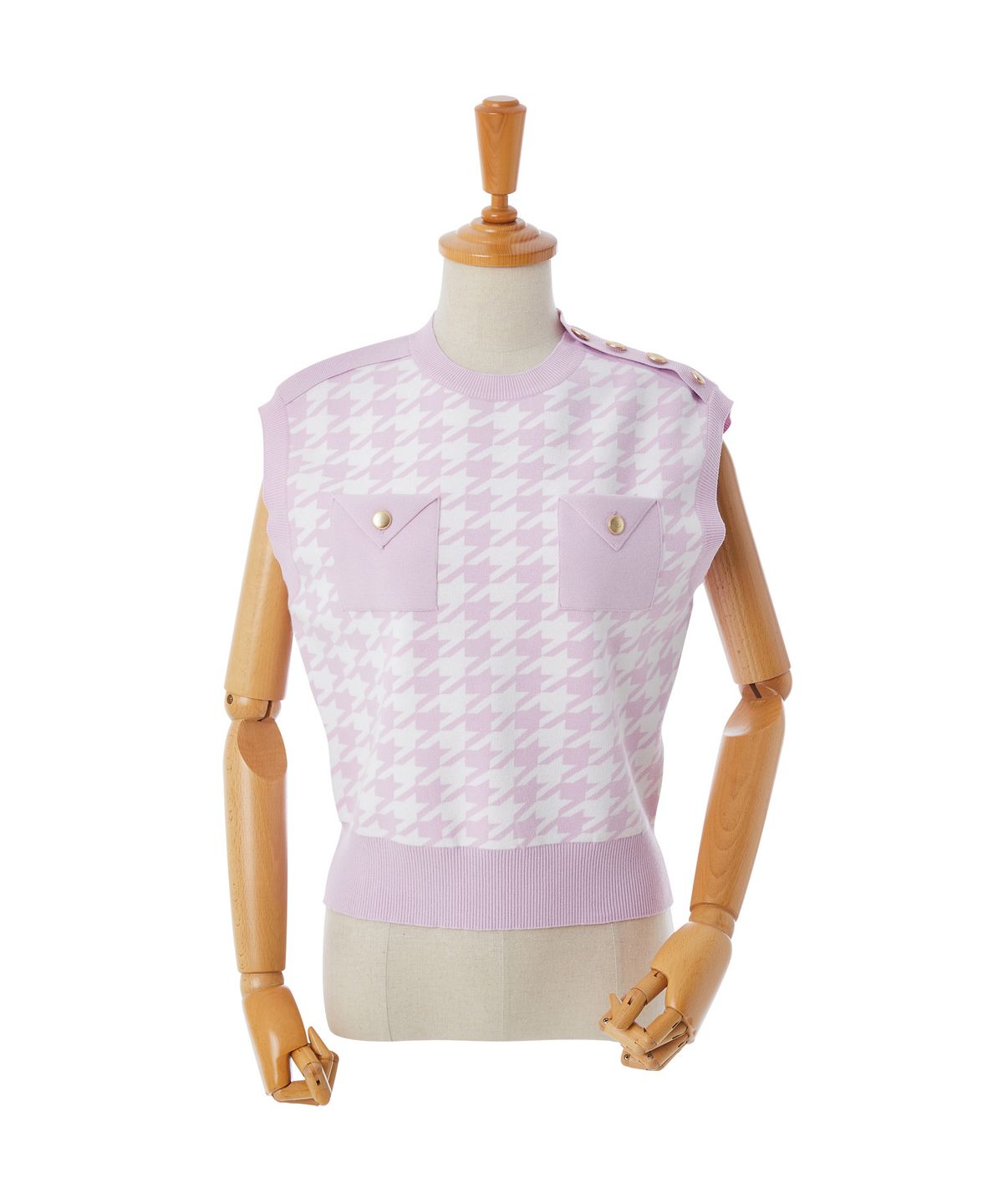 에이오더블유(AOW) HOUNDTOOTH CHECK KNIT VEST