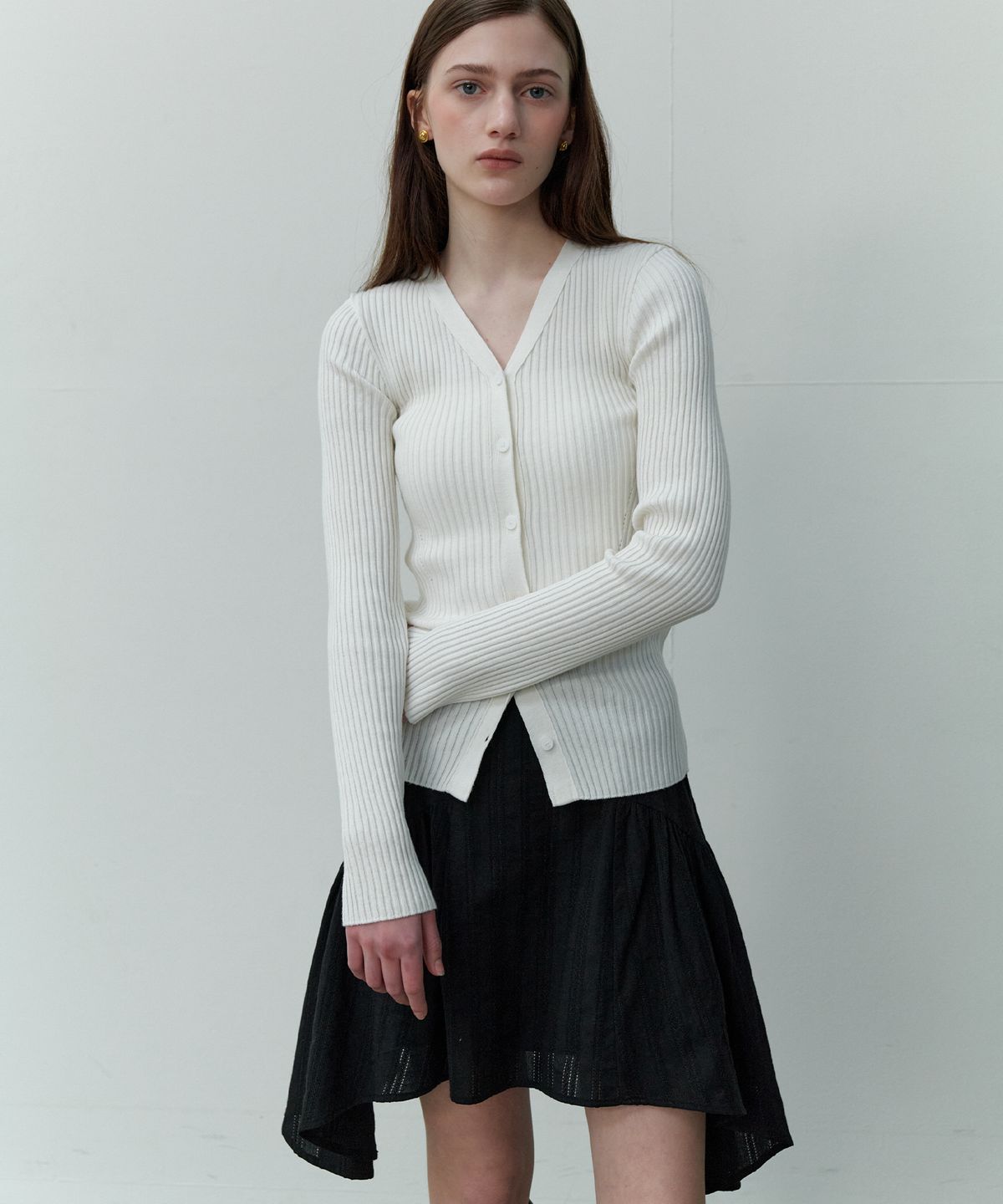 쏘이르(SO IR) GATHERED COTTON SKIRT - BLACK