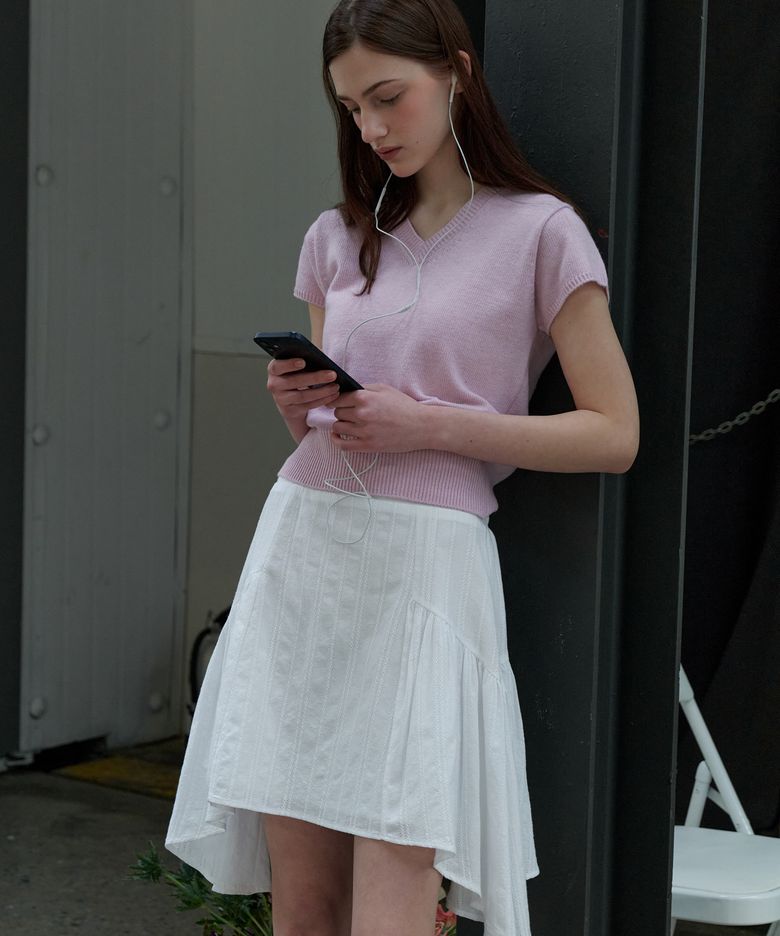 GATHERED COTTON SKIRT - WHITE