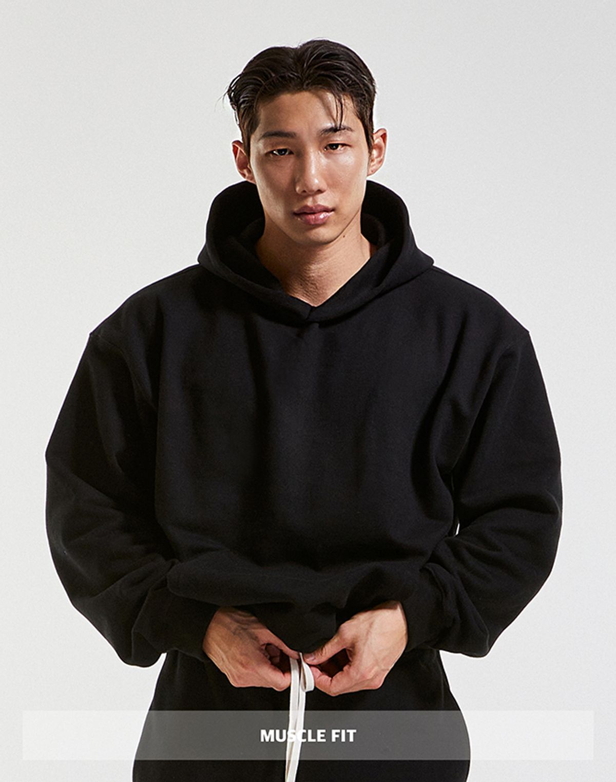 알브이디(RVD) 1960g 헤비웨이트 베이직 머슬핏 후드티 (블랙)