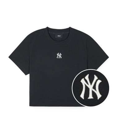 엠엘비(MLB) 베이직 스몰로고 크롭 반팔 티셔츠 NY (Black)