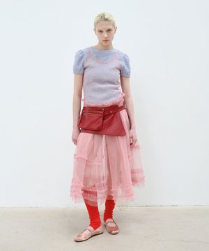 SHEER FRILL LAYERED DRESS - SALMON PINK