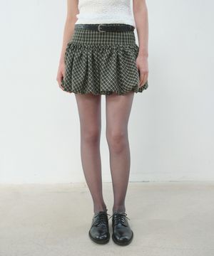BALLOON MINI SKIRT - GREEN CHECK