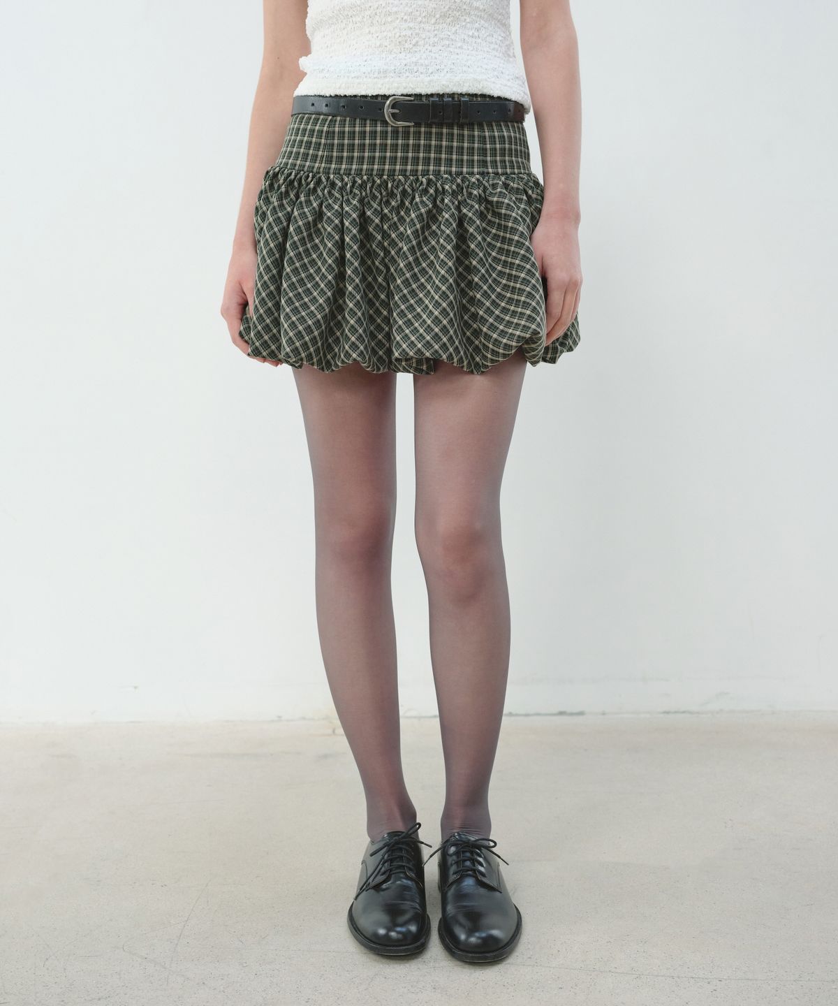 아옵트(AOPT) BALLOON MINI SKIRT - GREEN CHECK