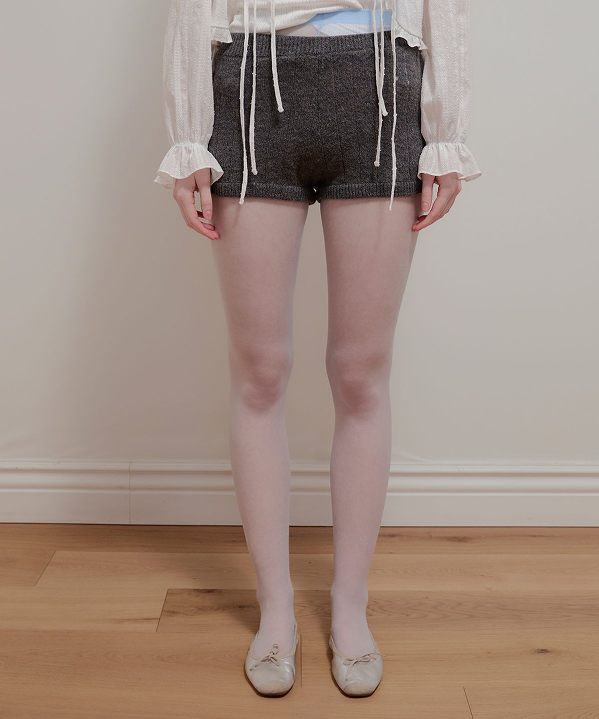 아옵트(AOPT) RIBBED KNIT SHORTS - CHARCOAL