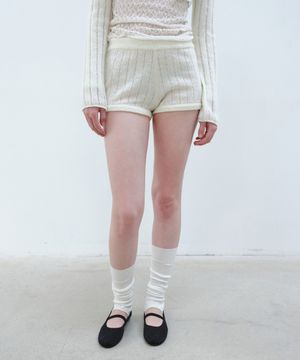 RIBBED KNIT SHORTS - IVORY