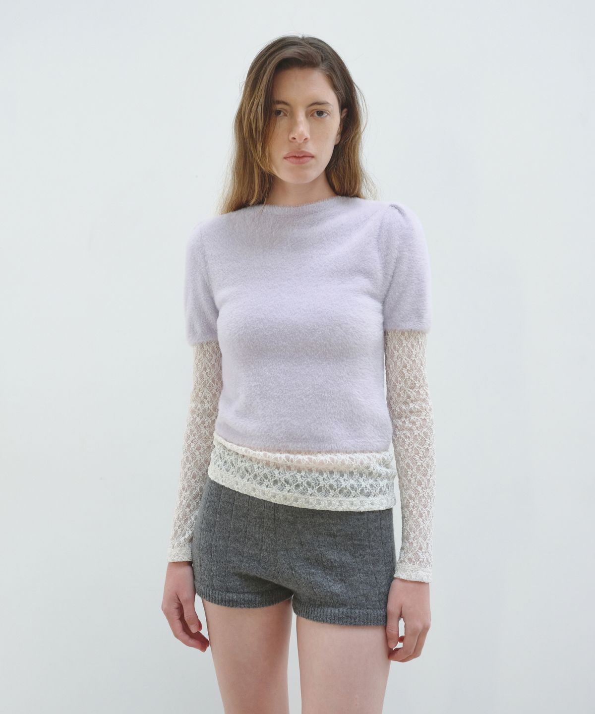 아옵트(AOPT) HAIRY PUFF SLEEVE KNIT - LAVENDER