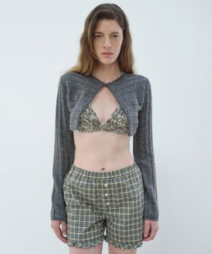 CROPPED BOLERO CARDIGAN - CHARCOAL