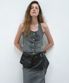 HALTER NECK DENIM VEST - GRAY