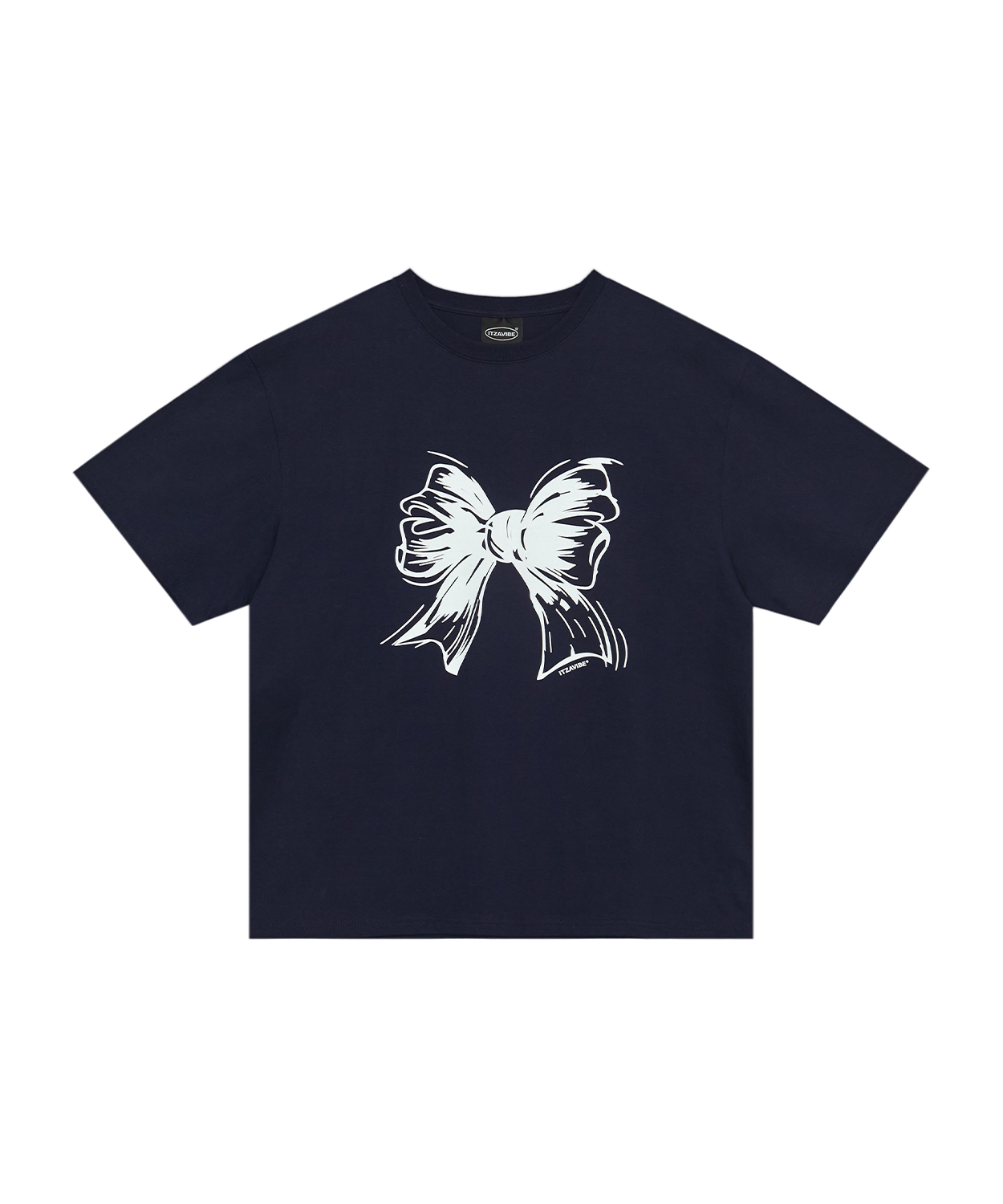 ITZAVIBE☆RIBBON LOGO T SHIRT IBA24UT04WH] RIBBON LOGO T SHIRT - WHITE - ITZAVIBE