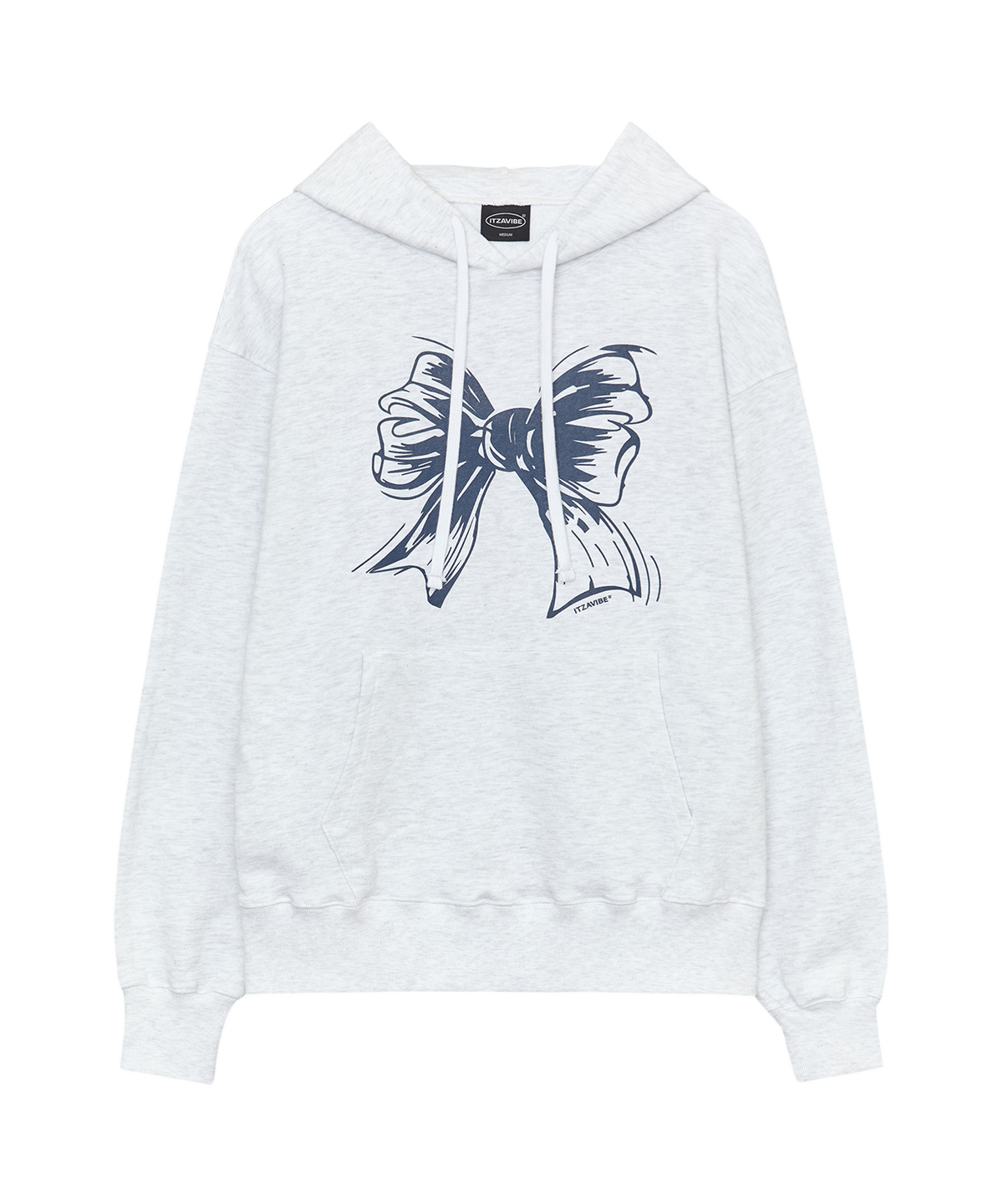 잇자바이브(ITZAVIBE) RIBBON LOGO HOODIE - LIGHT GRAY